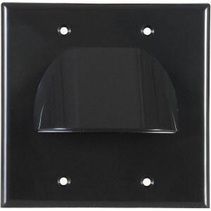 Main product image for Vanco Dual Gang Reversible Bulk Cable Wall Plate Black 261-167